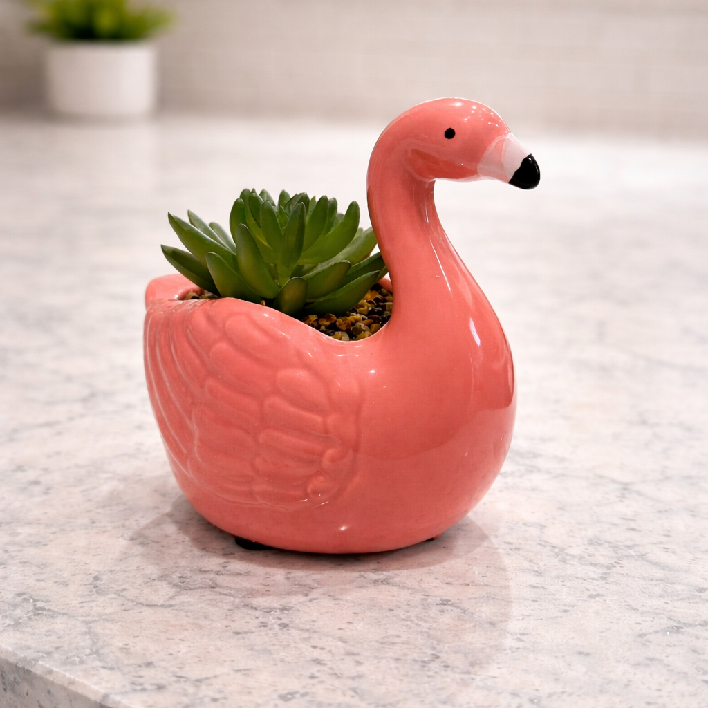 Flamingo Succulent Ceramic Decor $20