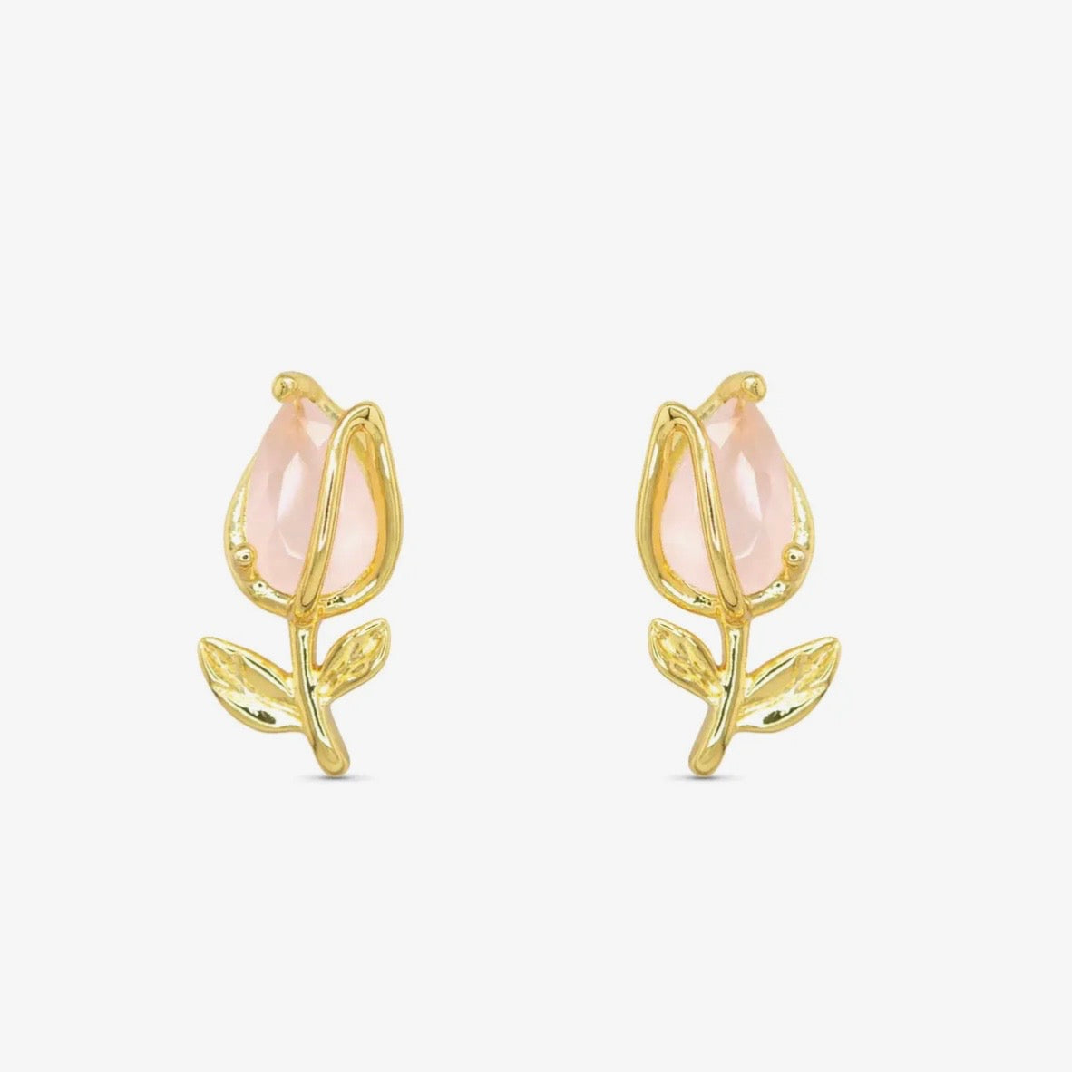 Tiny Pink Rose Studs $12