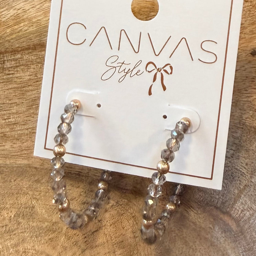 Beaded Glass Hoop Earrings $22