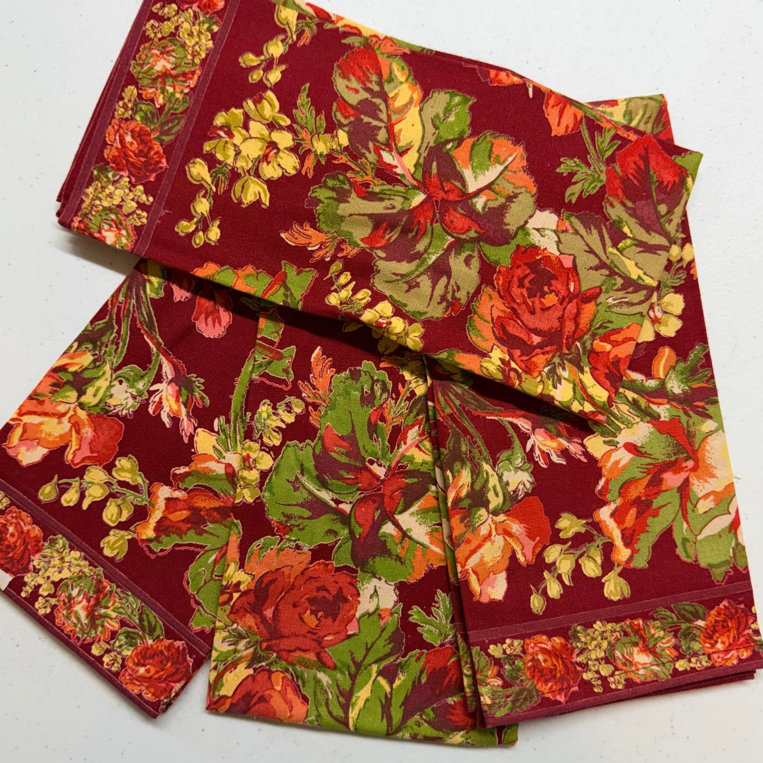 Red Victorian Rose Cloth Napkins $29