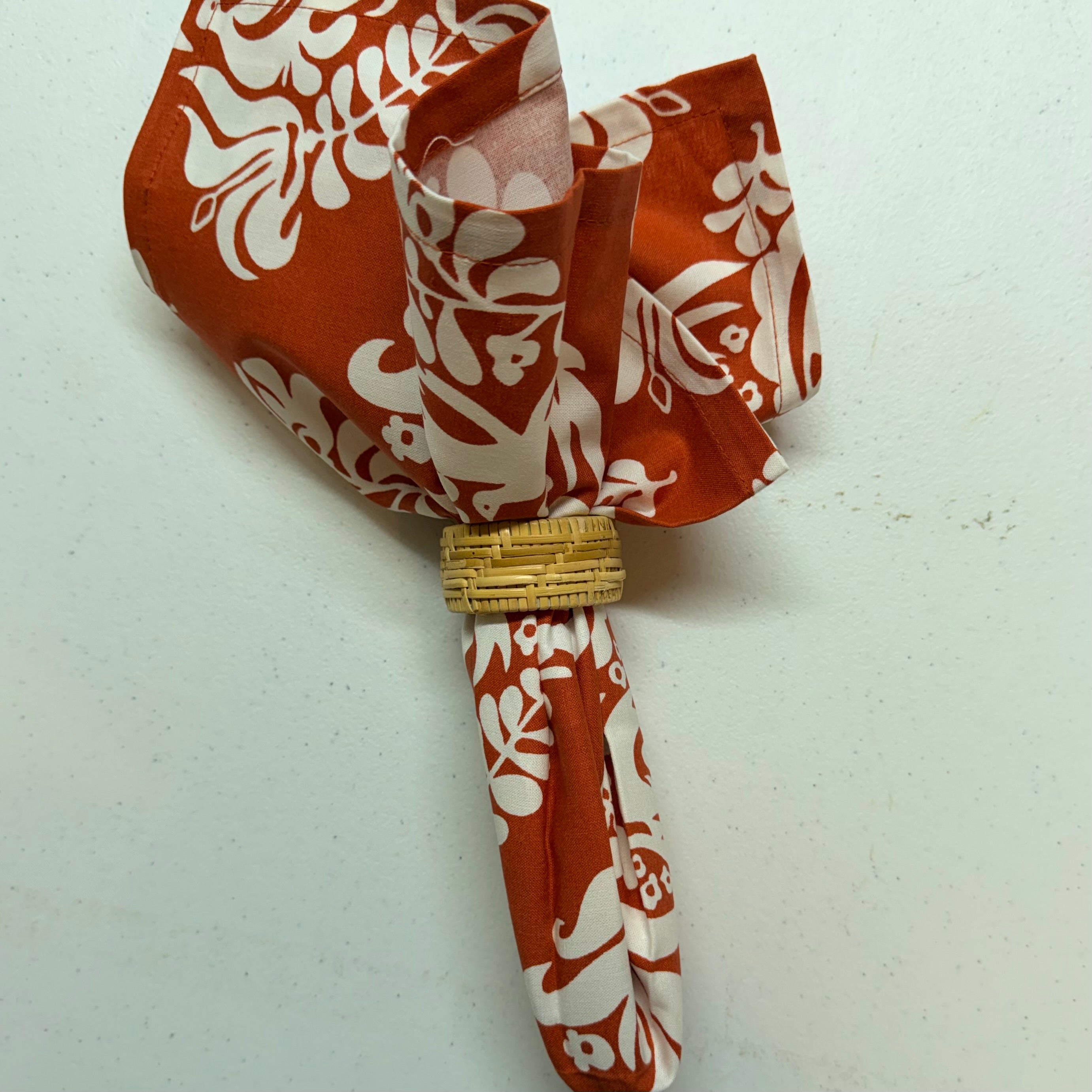 Orange & White Bird Cloth Napkins $30