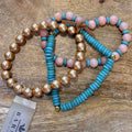 Pink Opal & Turquoise Bracelet Trio $58