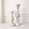 Distressed Wooden Candlestick Set $48