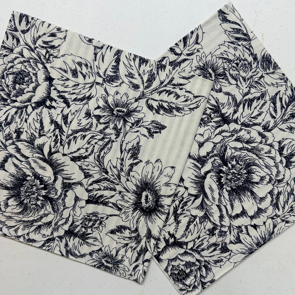 Onyx Black Floral Cloth Napkins $30