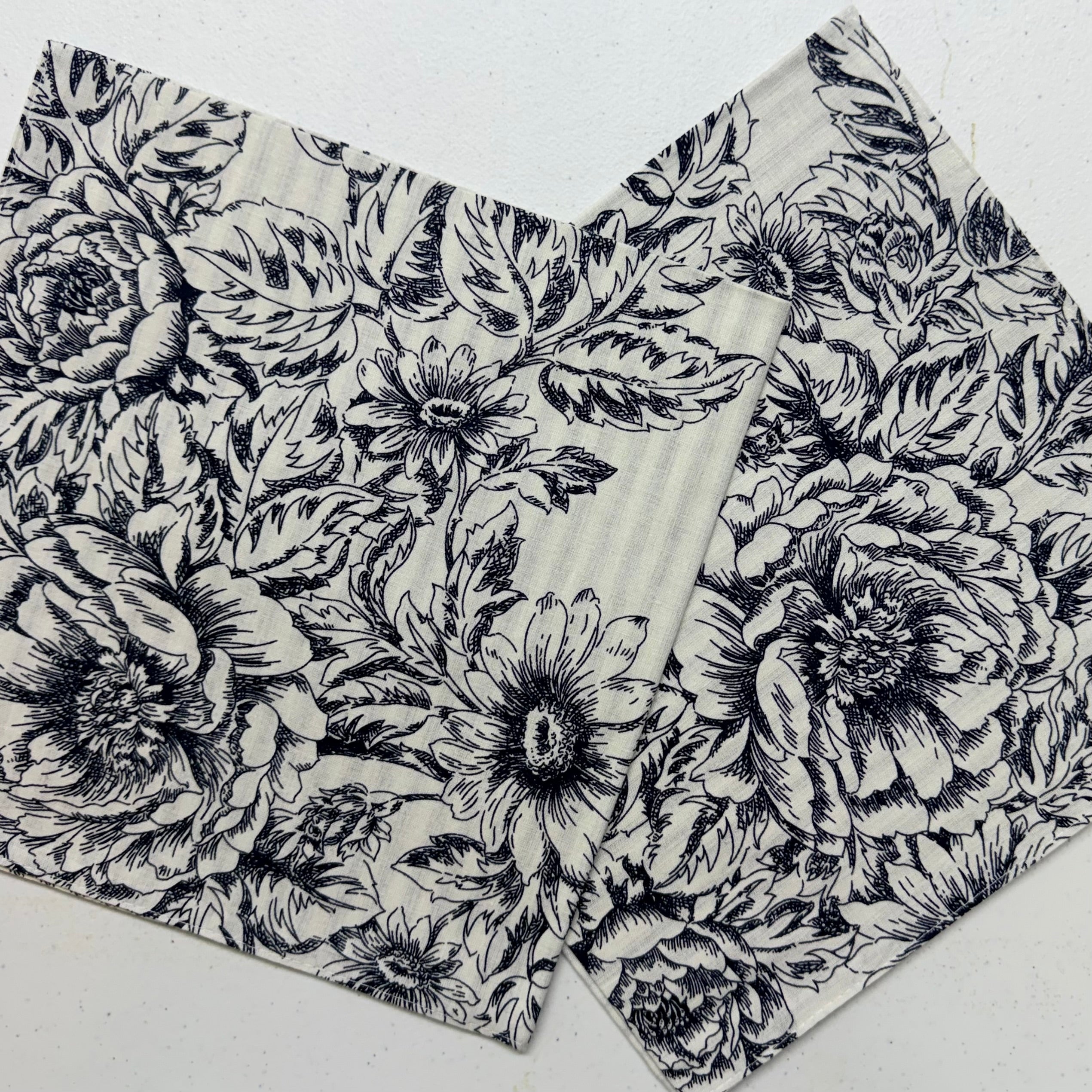 Onyx Black Floral Cloth Napkins $30