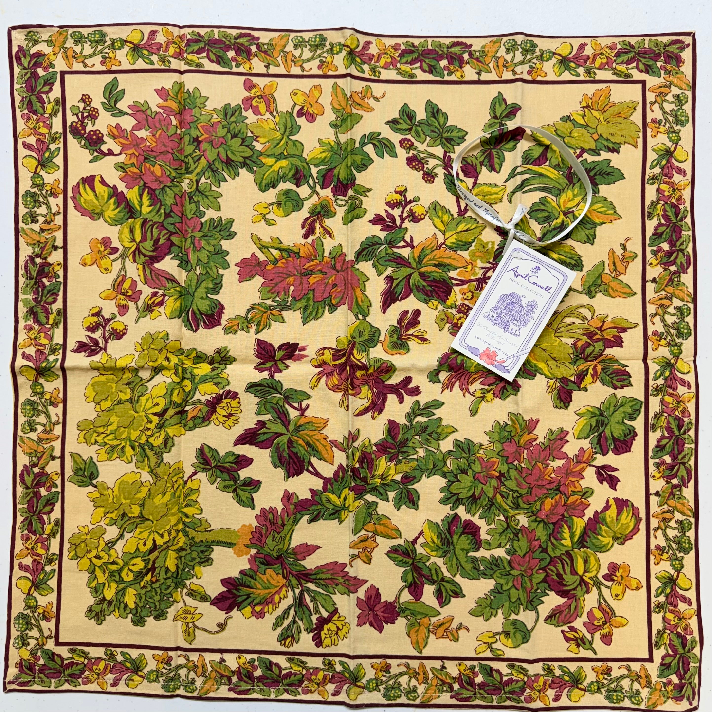 Cream Antique Floral Cloth Napkins $29