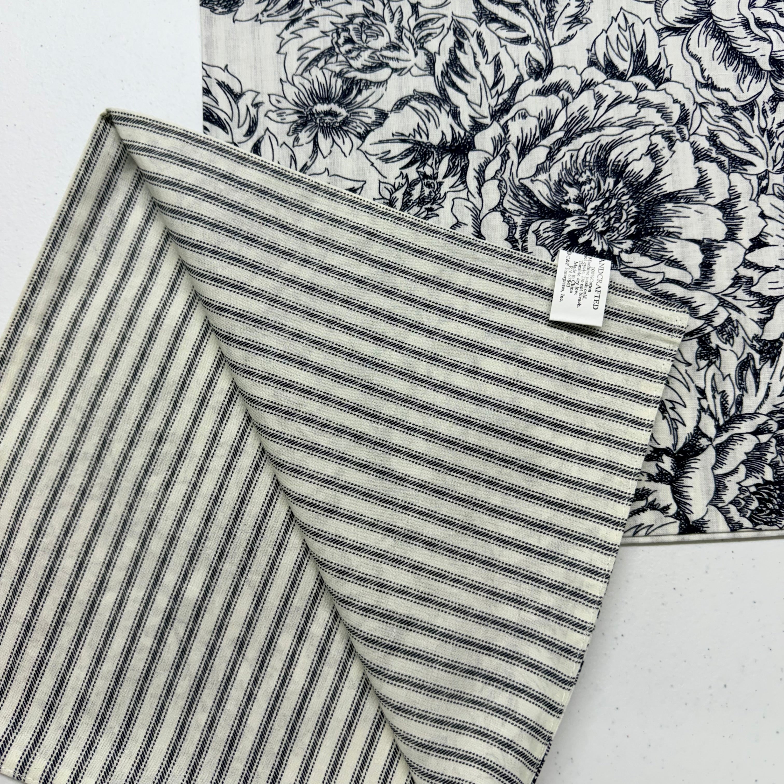 Onyx Black Floral Cloth Napkins $30