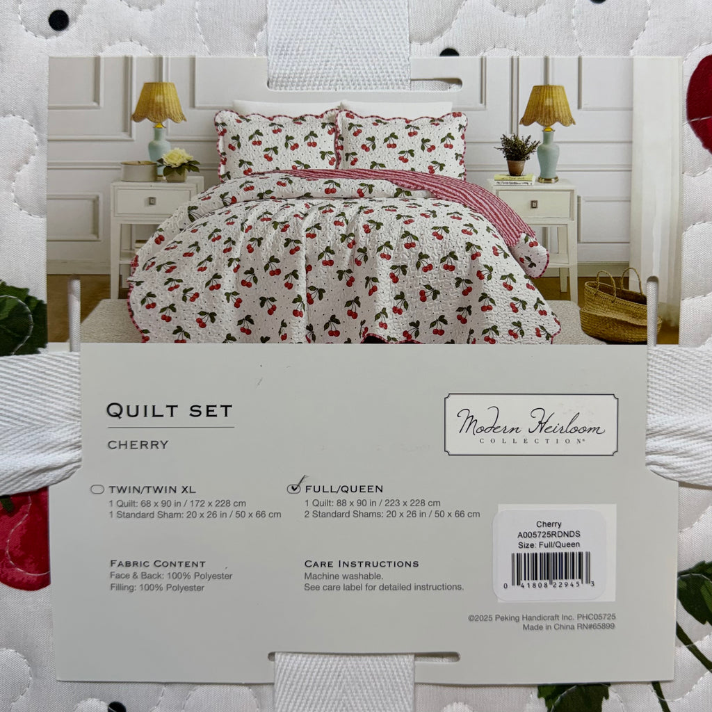 Cherry Full/Queen Quilt Set $100