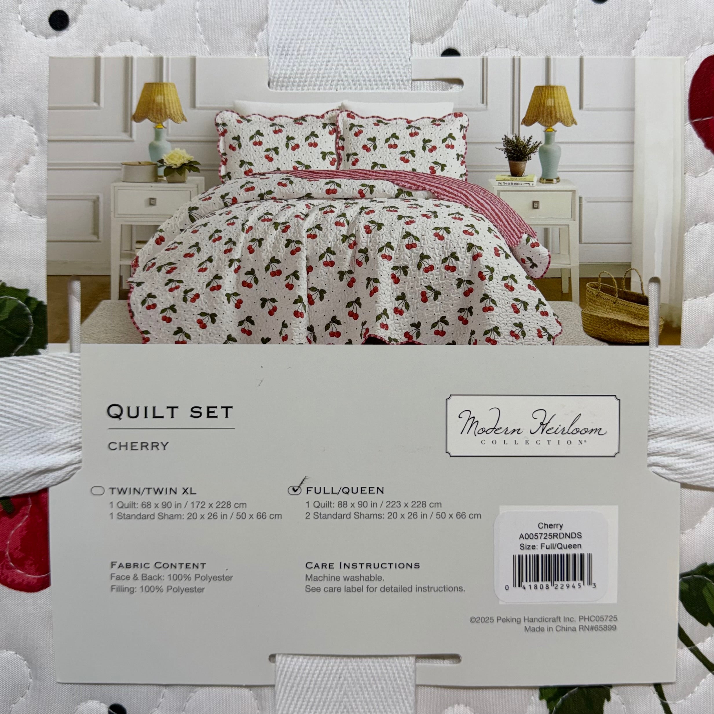Cherry Full/Queen Quilt Set $100