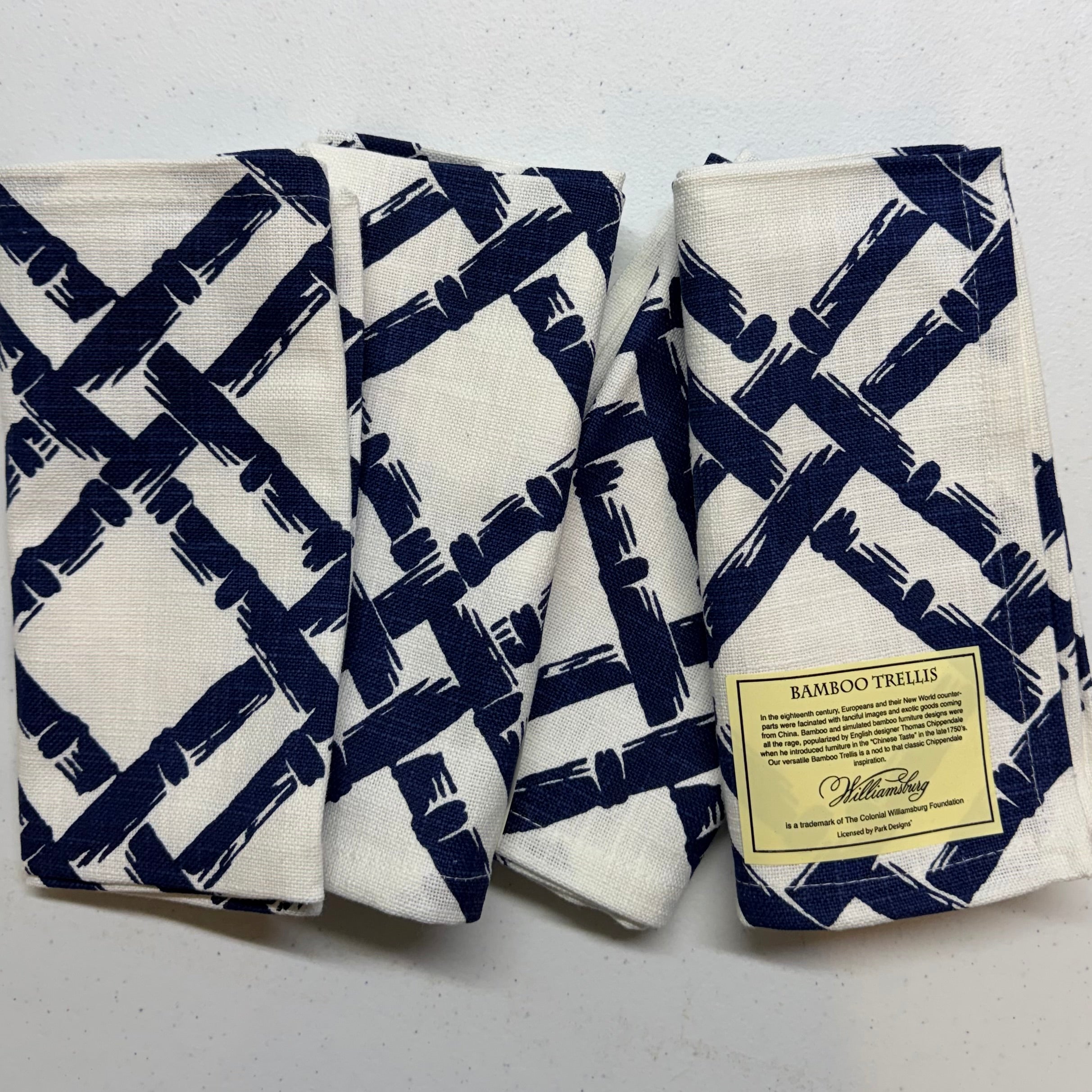 Blue Bamboo Trellis Cloth Napkins $28