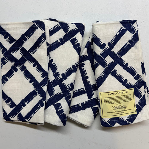 Blue Bamboo Trellis Cloth Napkins $28