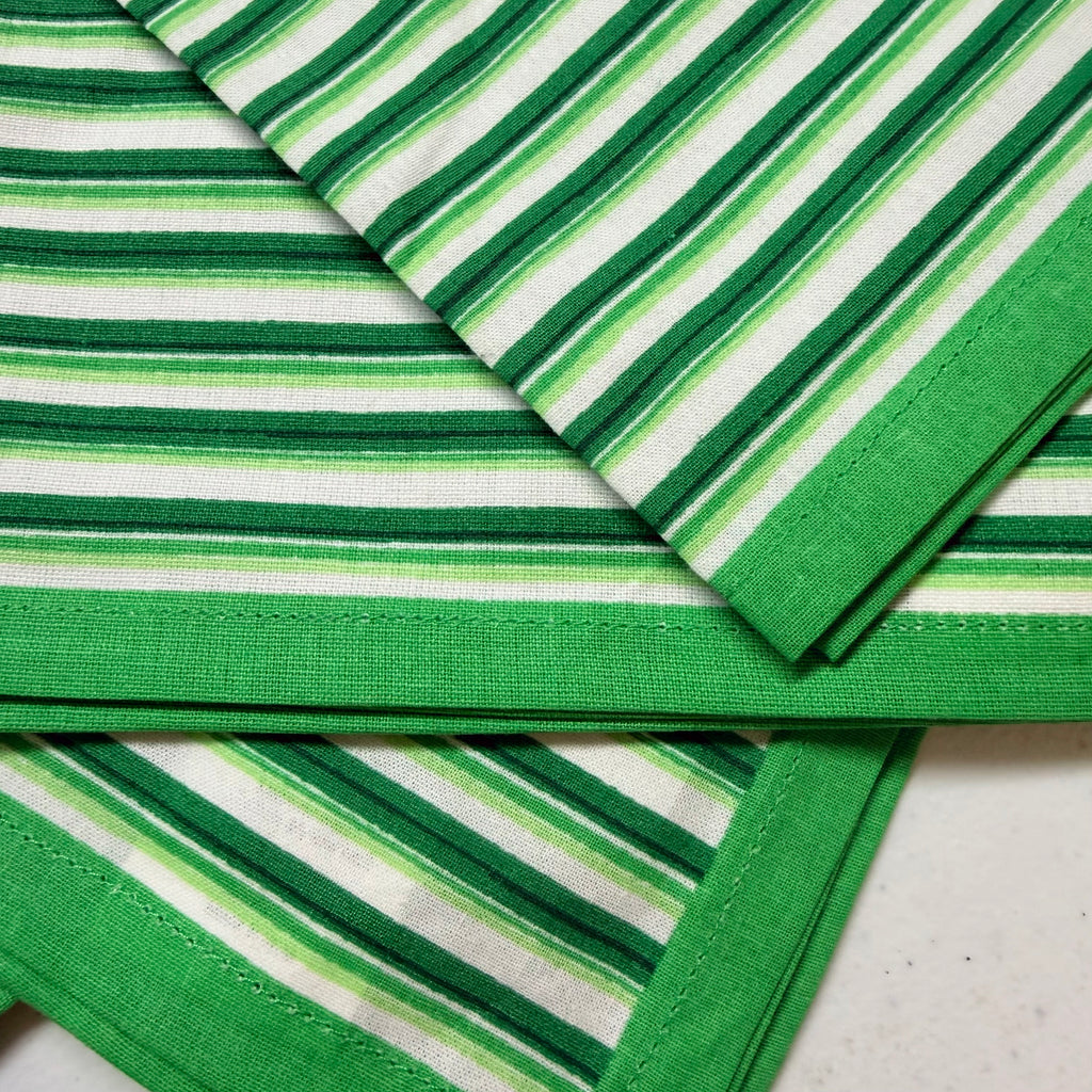 Green Geo Stripe Cloth Napkins $28