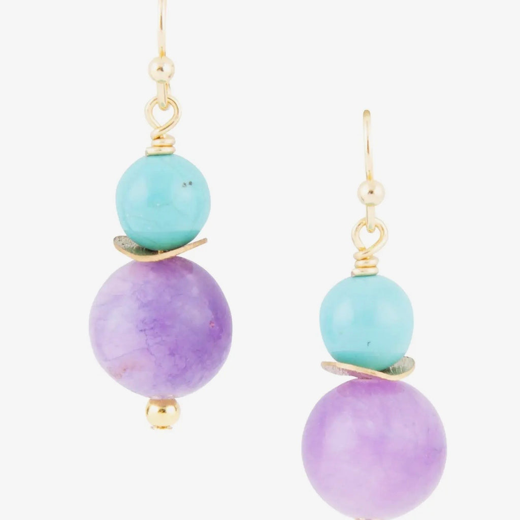 Purple Jade Drop Earrings $24