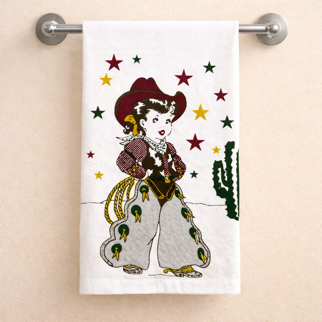 Little Cowgirl Retro Kitchen Towel $15