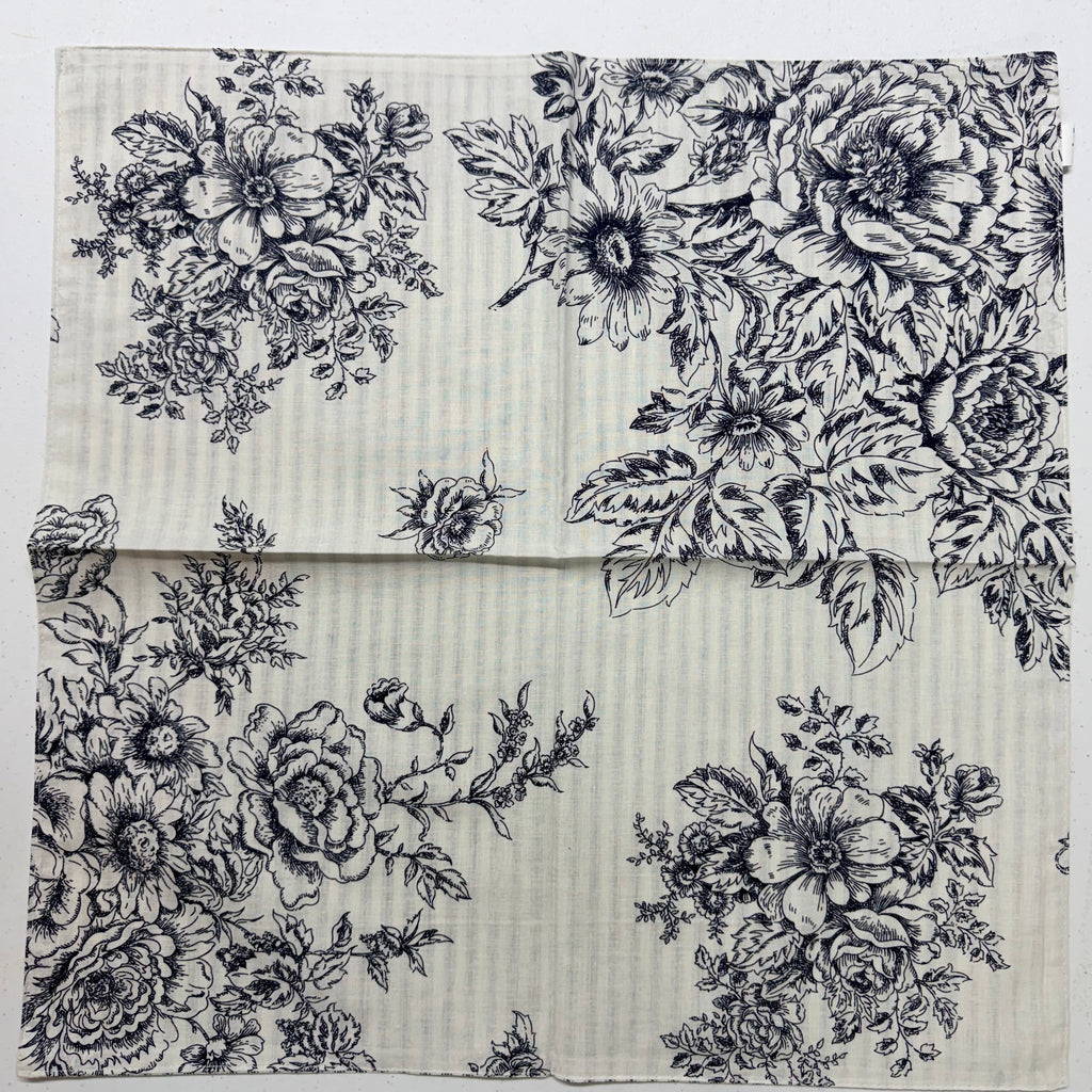 Onyx Black Floral Cloth Napkins $30