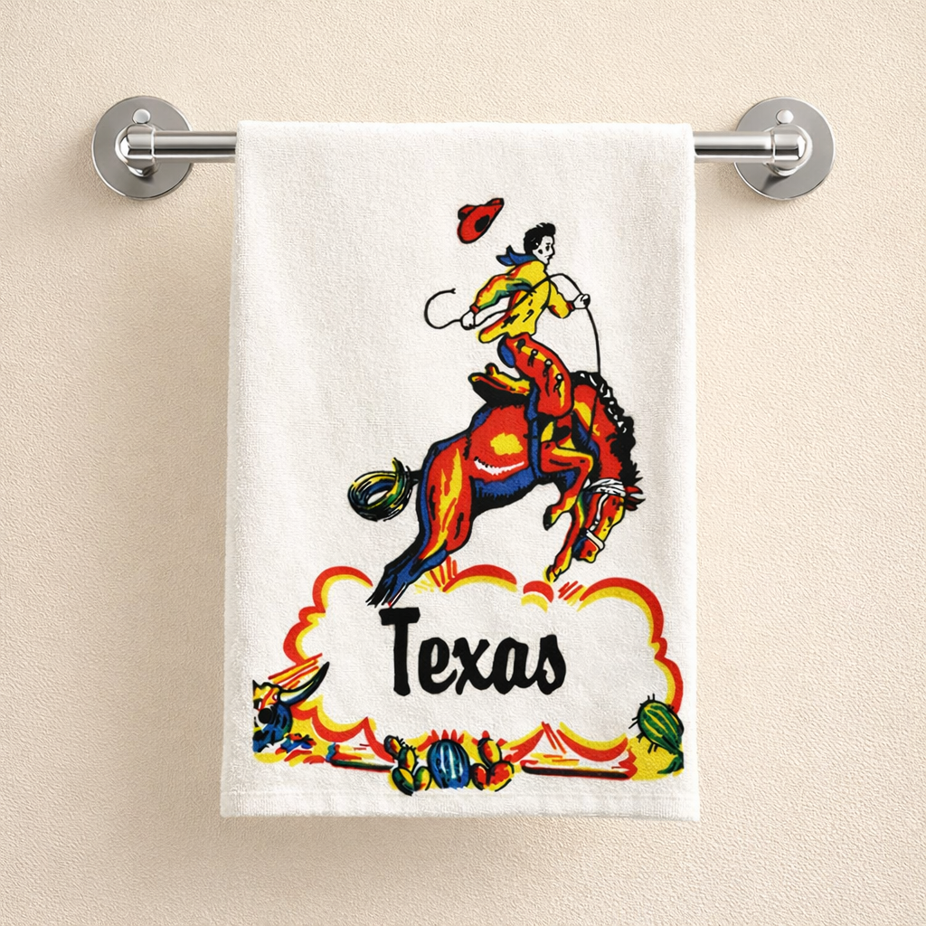 Texas Cowboy Retro Kitchen Towel $15