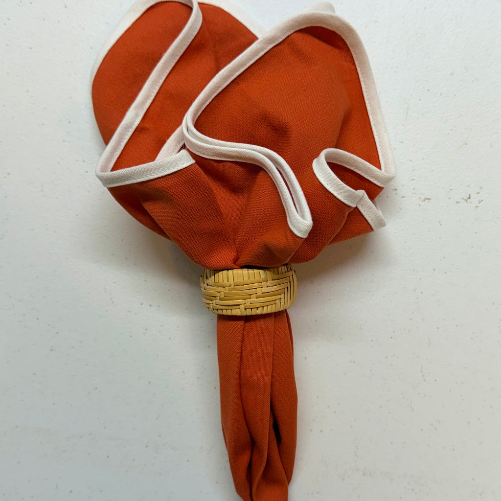 Orange with White Edge Cloth Napkins $30