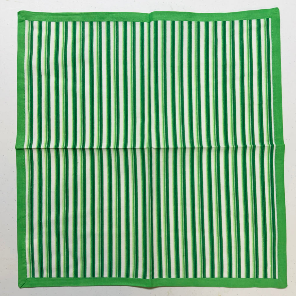 Green Geo Stripe Cloth Napkins $28