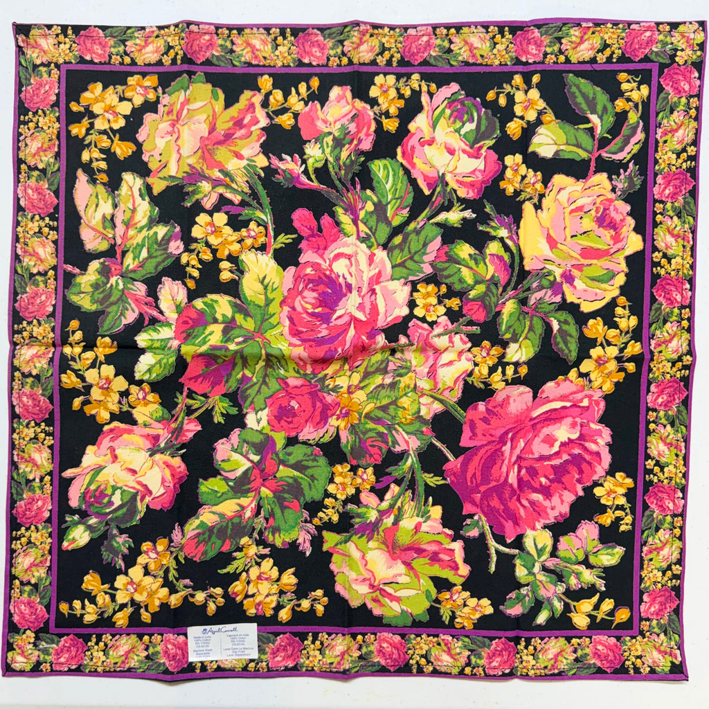 Black & Pink Rose Cloth Napkins $29