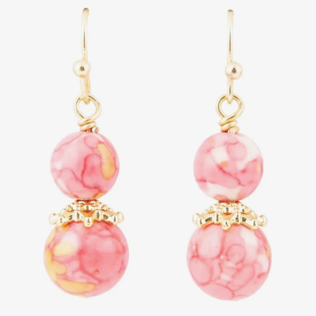 Pink Jade Golden Drop Earrings $24