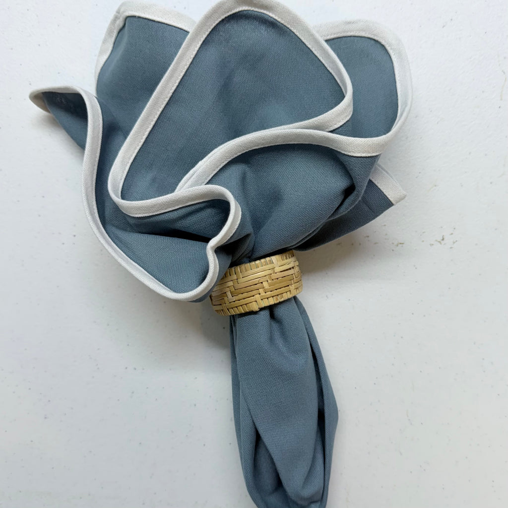 Blue with White Edge Cloth Napkins $30