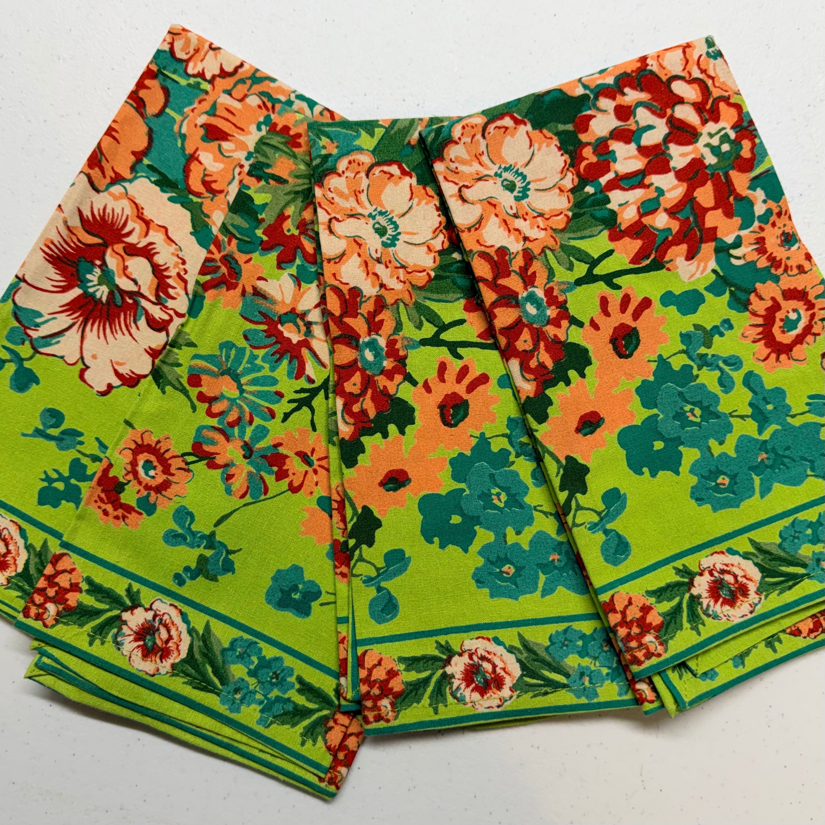 Lime Green Zinnia Cloth Napkins $29