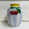 Striped Cherry Ceramic Vase $40