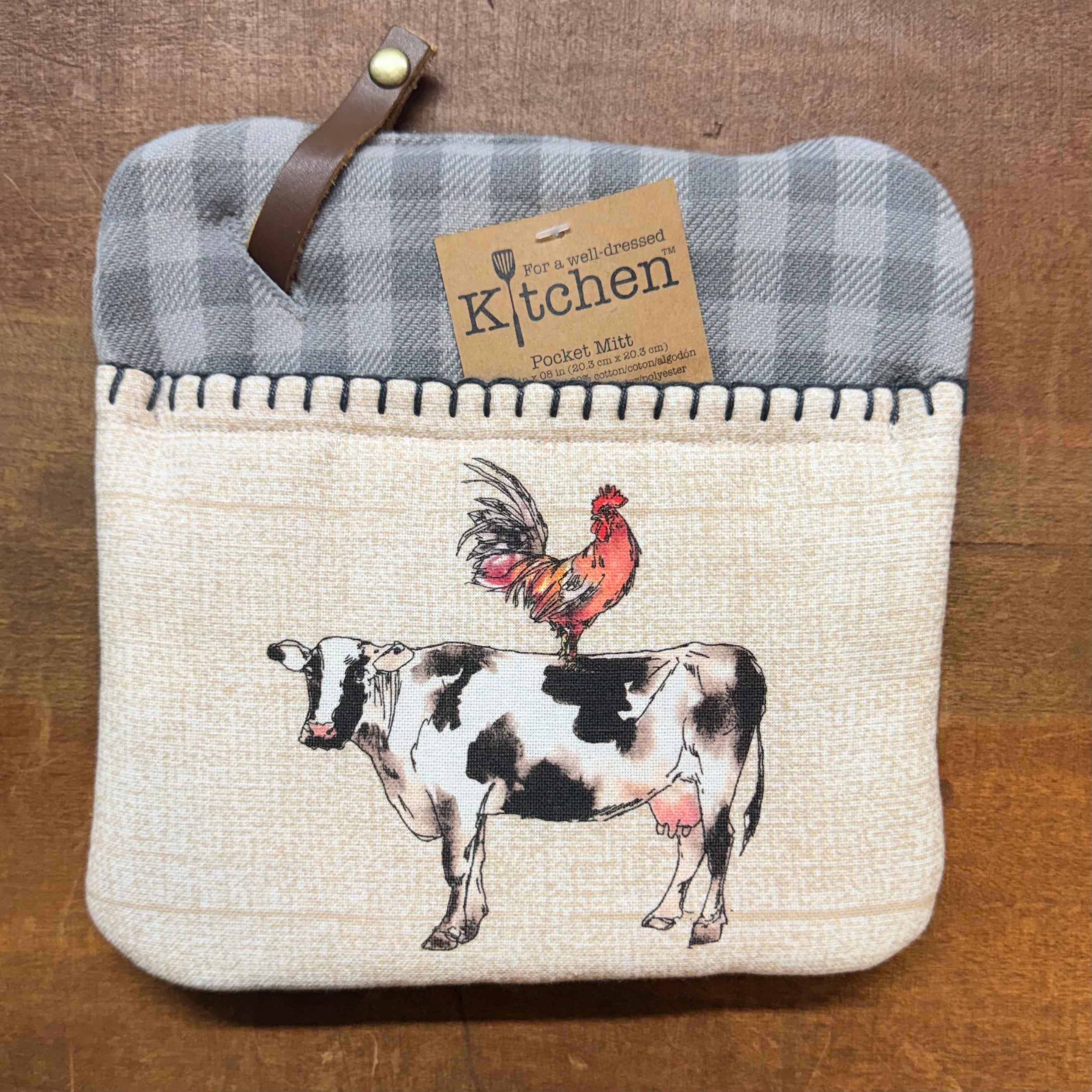 Cow & Rooster Pocket Mitt $10