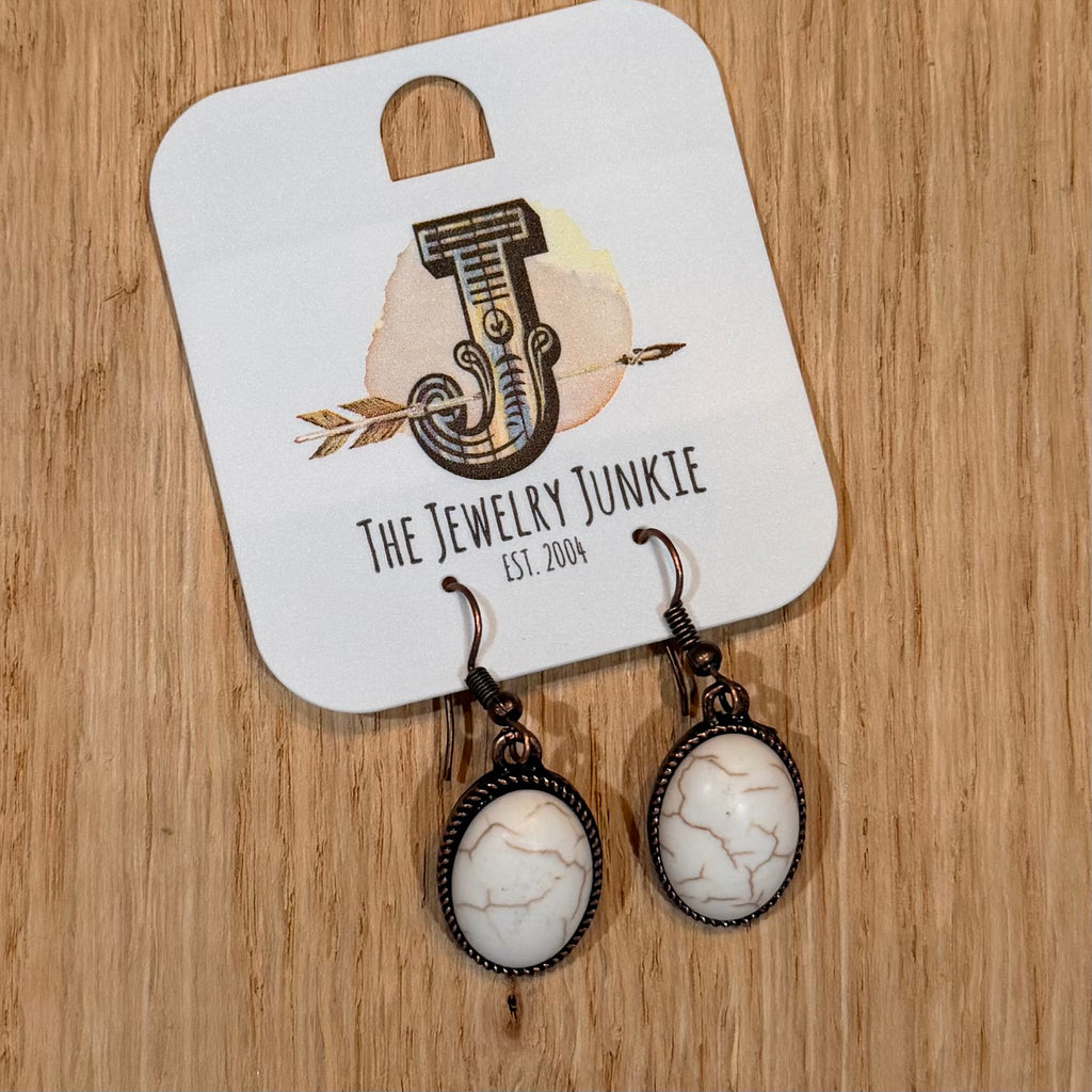 White Turquoise Drop Earrings $16