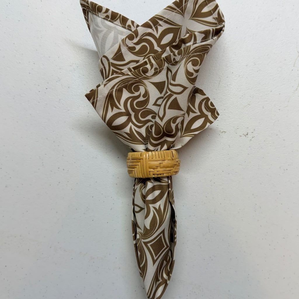 Taupe & White Geometric Cloth Napkins $28