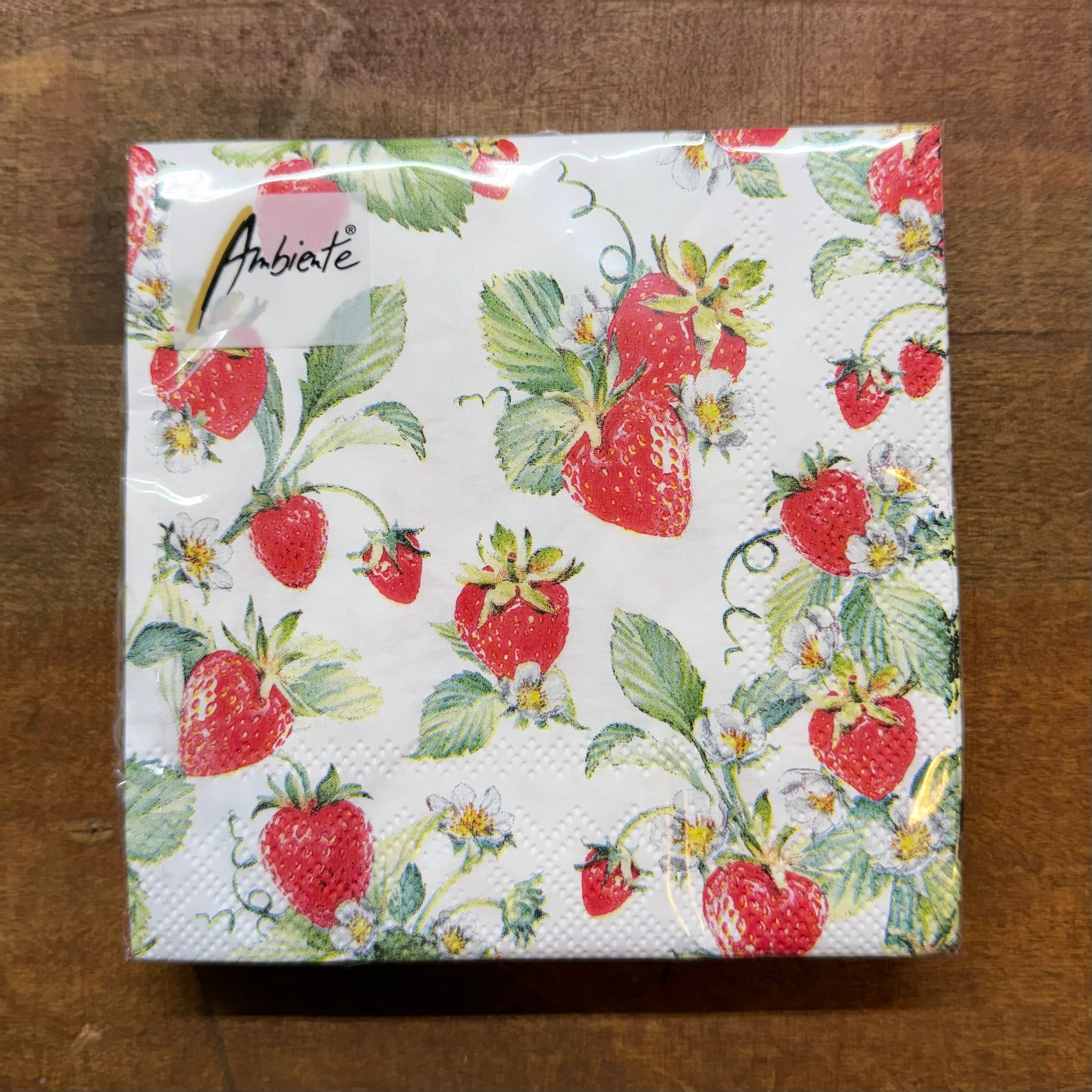 Strawberry Garden Paper Cocktail Napkins $6