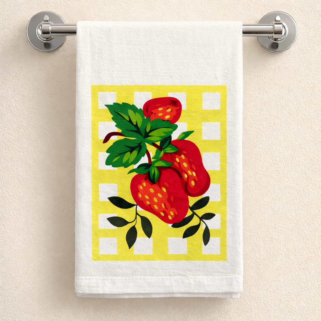 Strawberries Retro Kitchen Towel $15