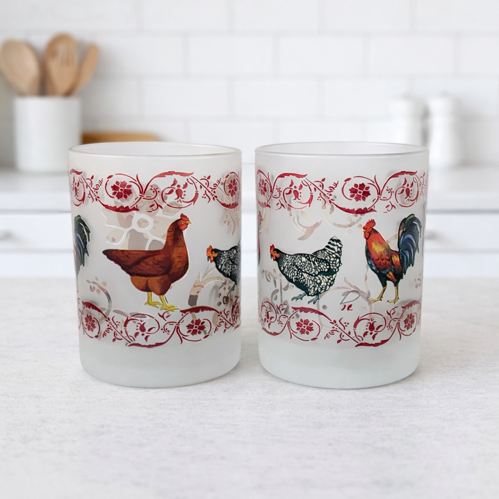 Frosted Chickens Cocktail Glass Set of 2 $25