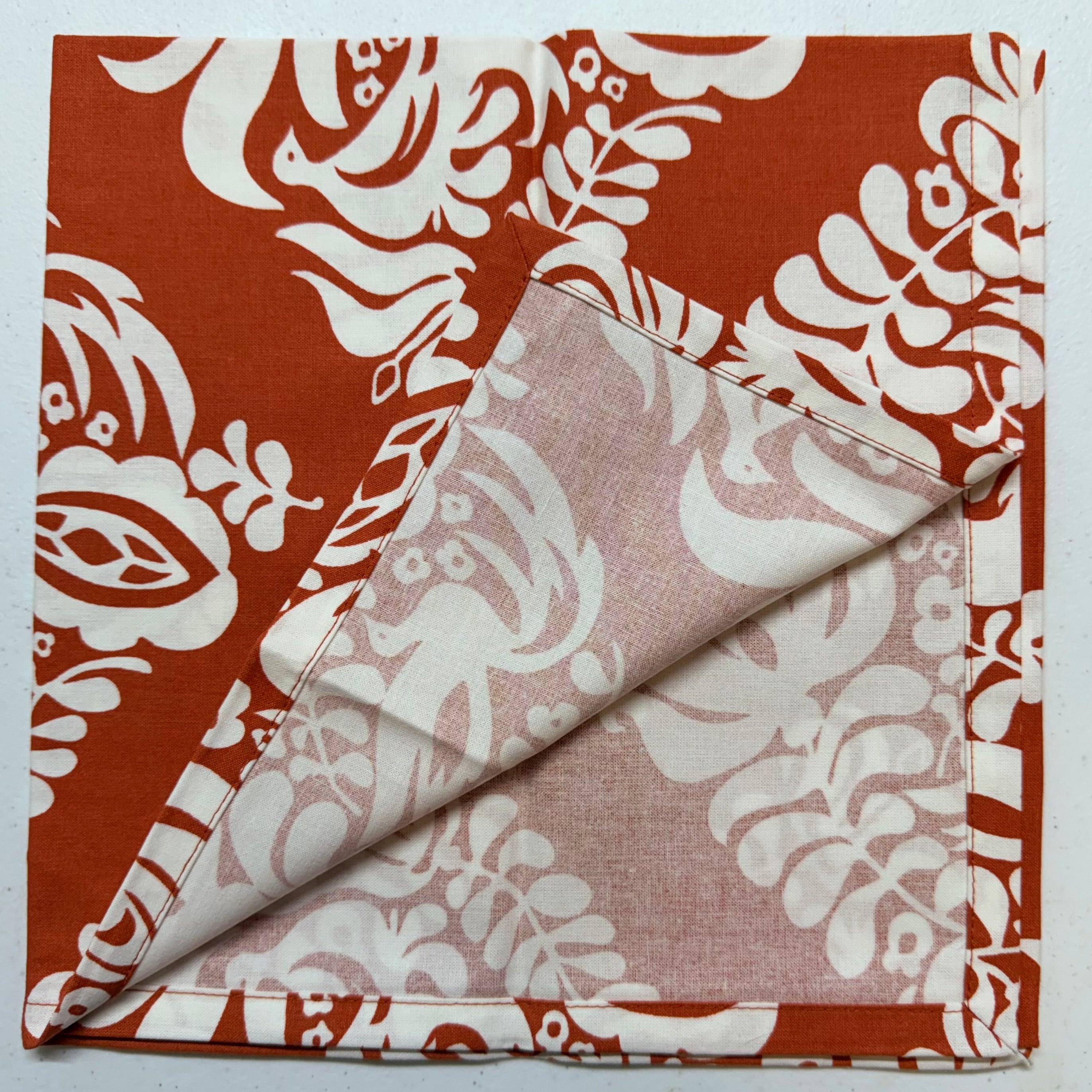Orange & White Bird Cloth Napkins $30
