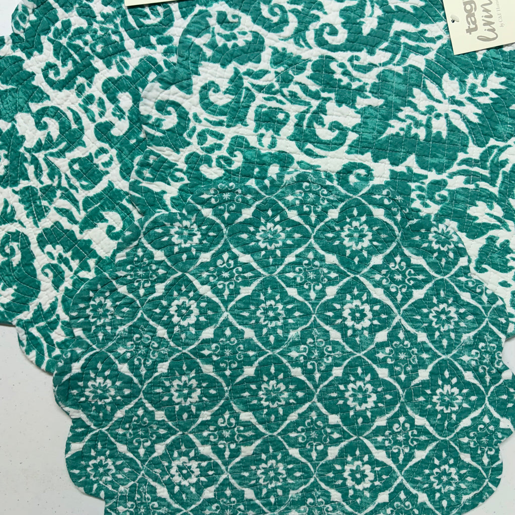 Madison Aqua Quilted Placemats $40