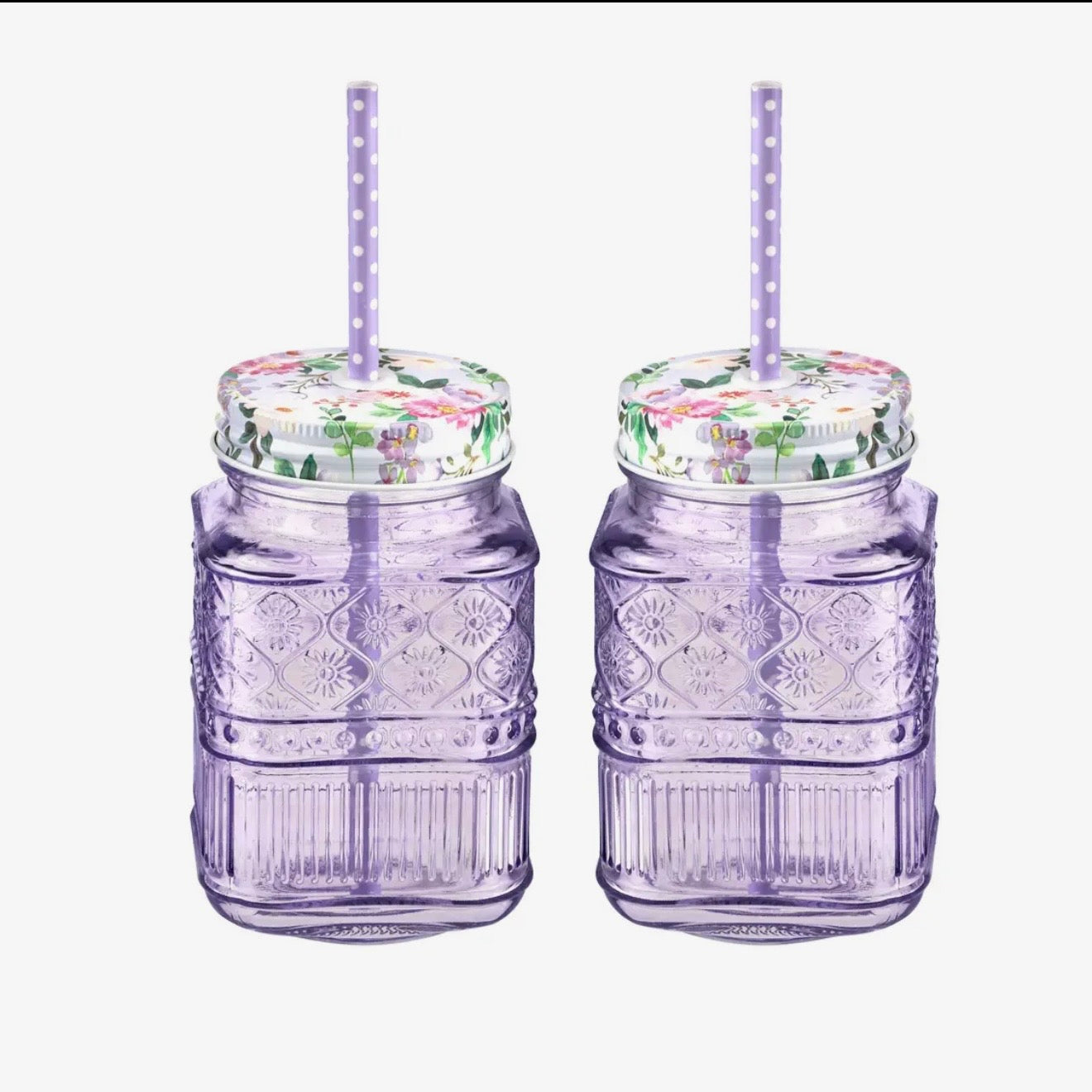 Set of 2 Purple Mason Jar Tumblers $25
