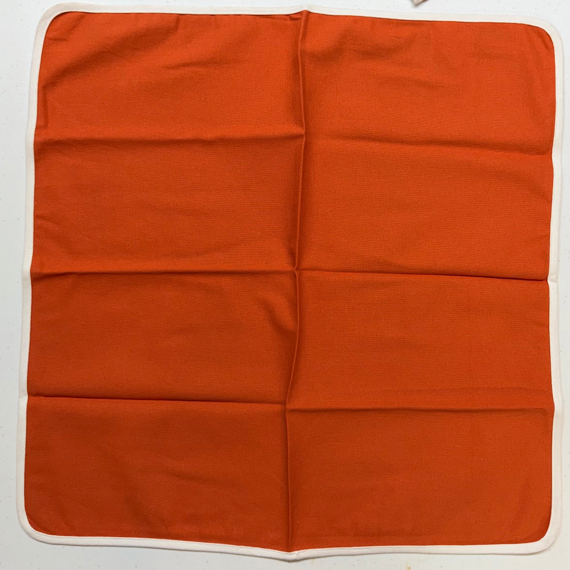 Orange with White Edge Cloth Napkins $30