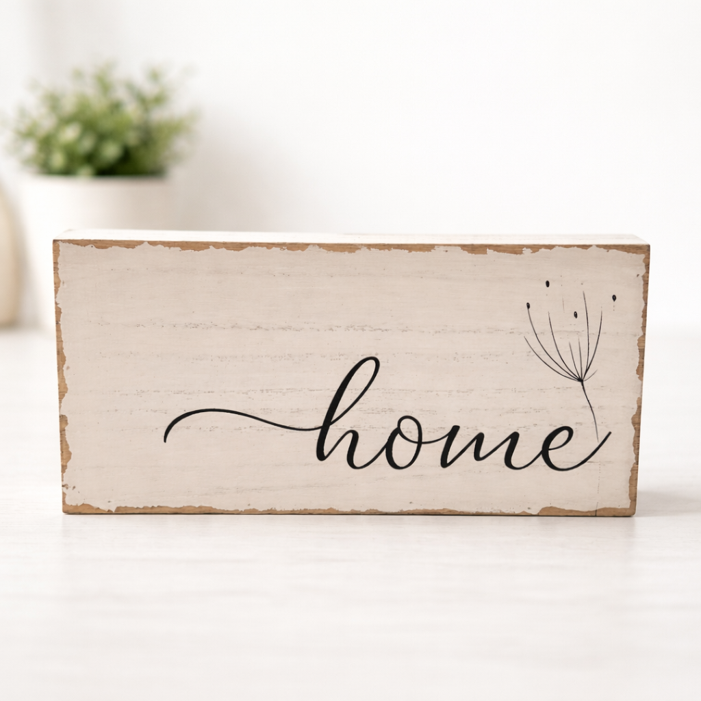 Distressed Wooden Home Sign $16