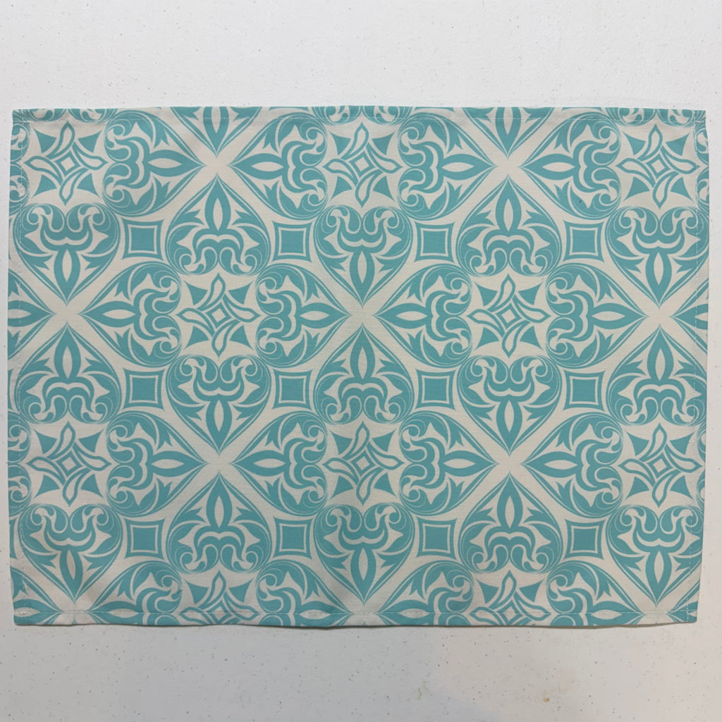 Turquoise & White Geometric Placemats $25