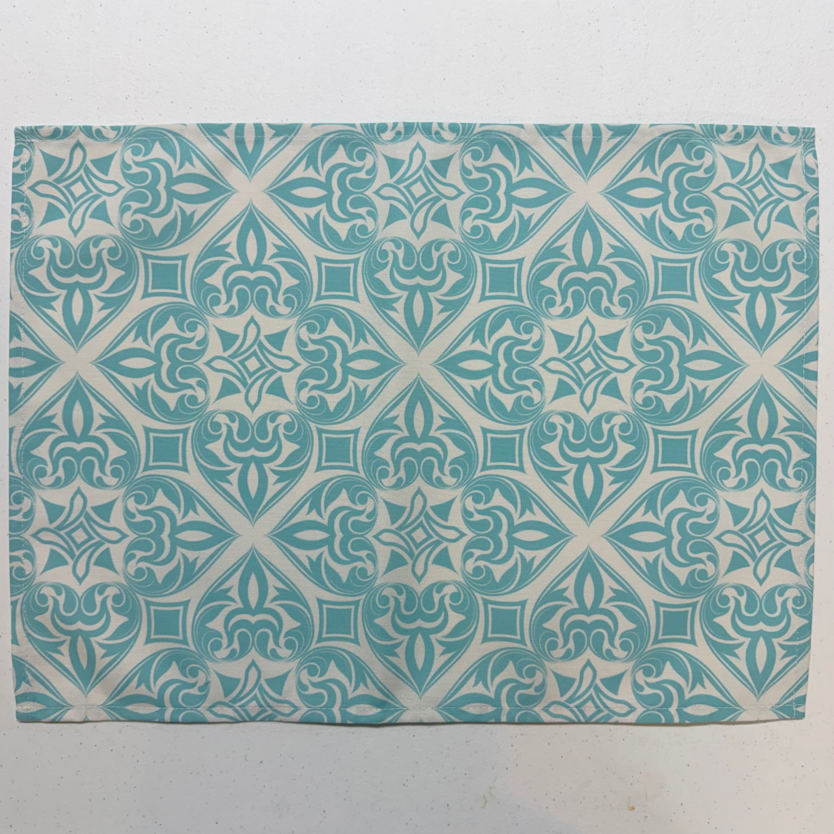 Turquoise & White Geometric Placemats $25