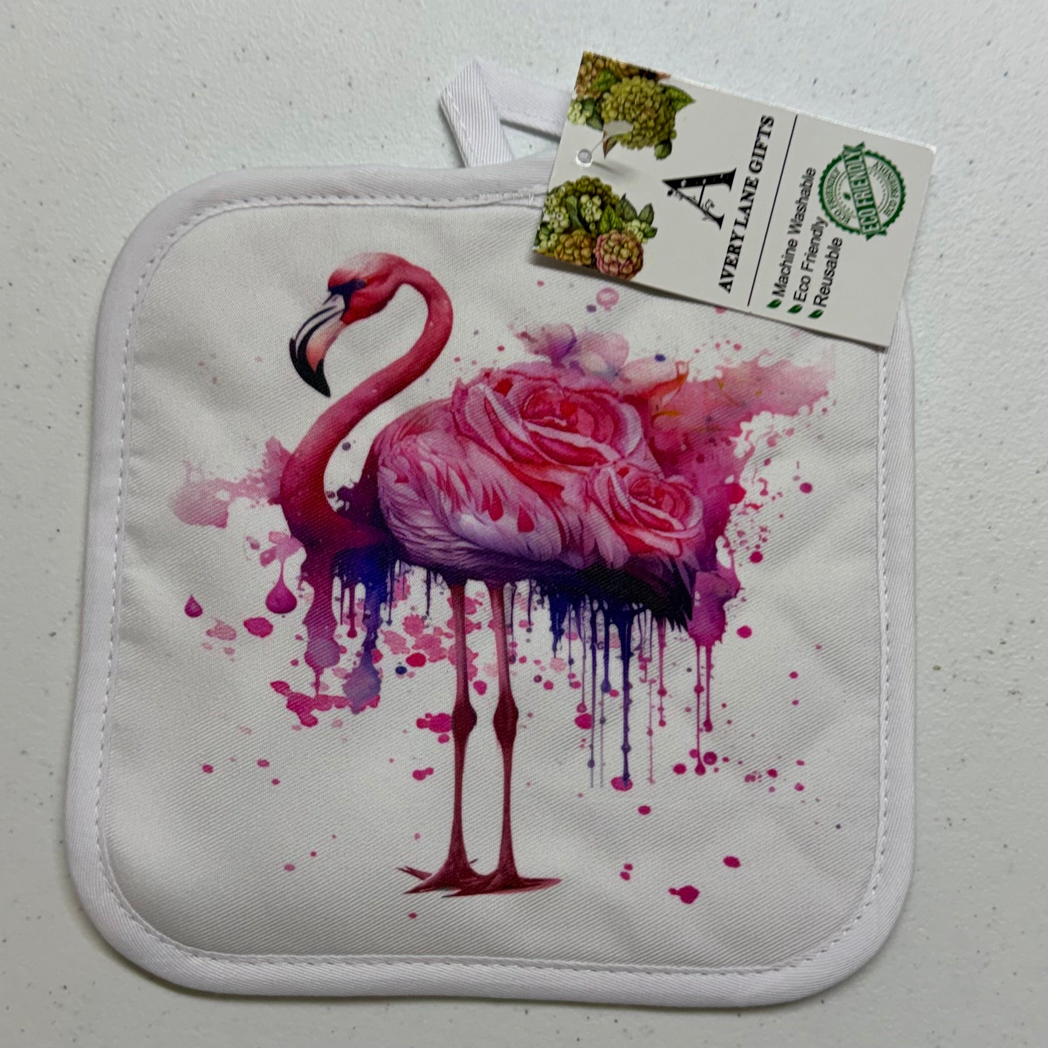 Flamingo Roses Potholder $14