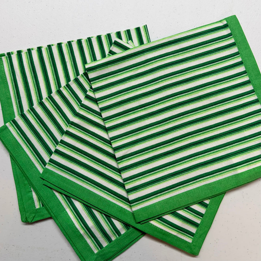 Green Geo Stripe Cloth Napkins $28