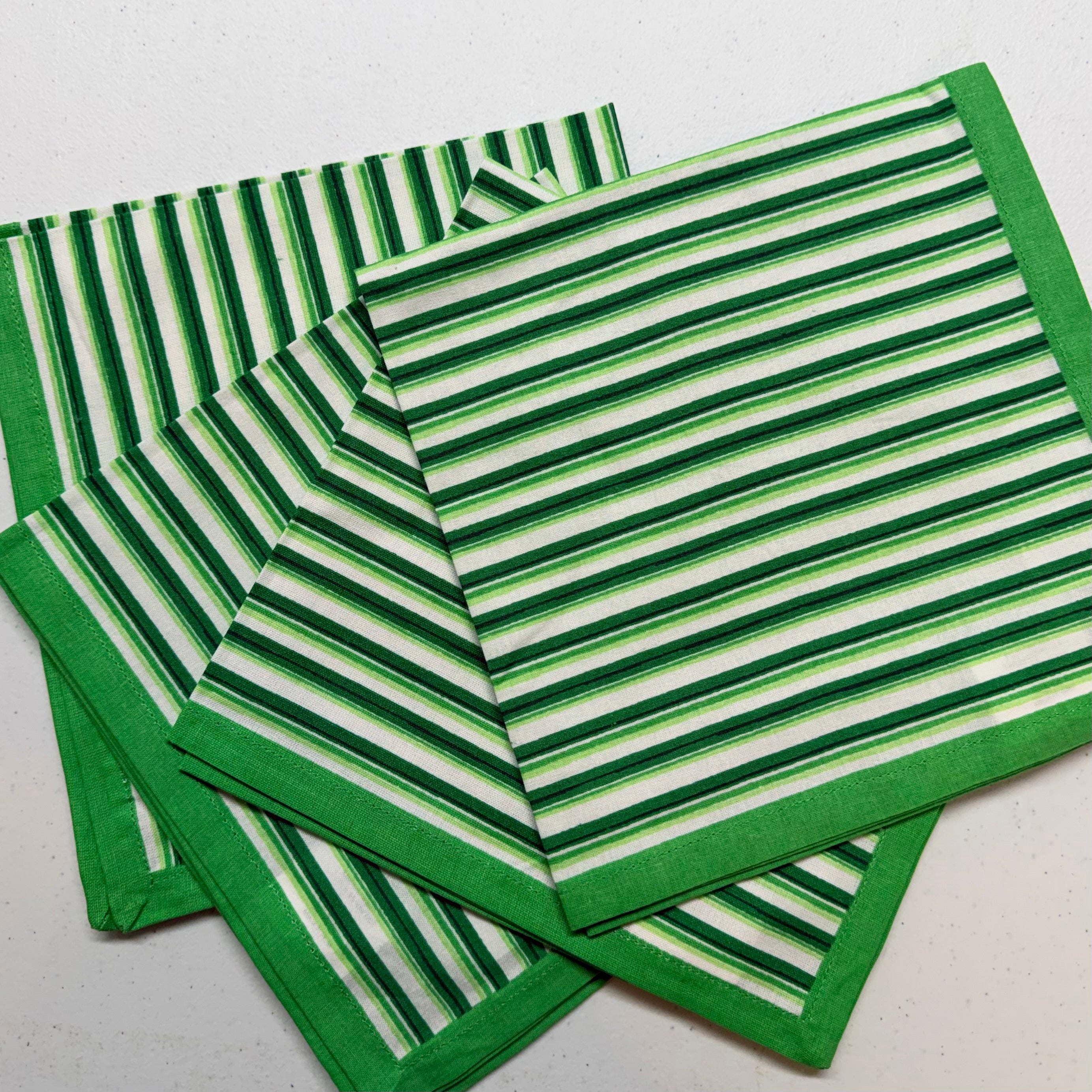 Green Geo Stripe Cloth Napkins $28