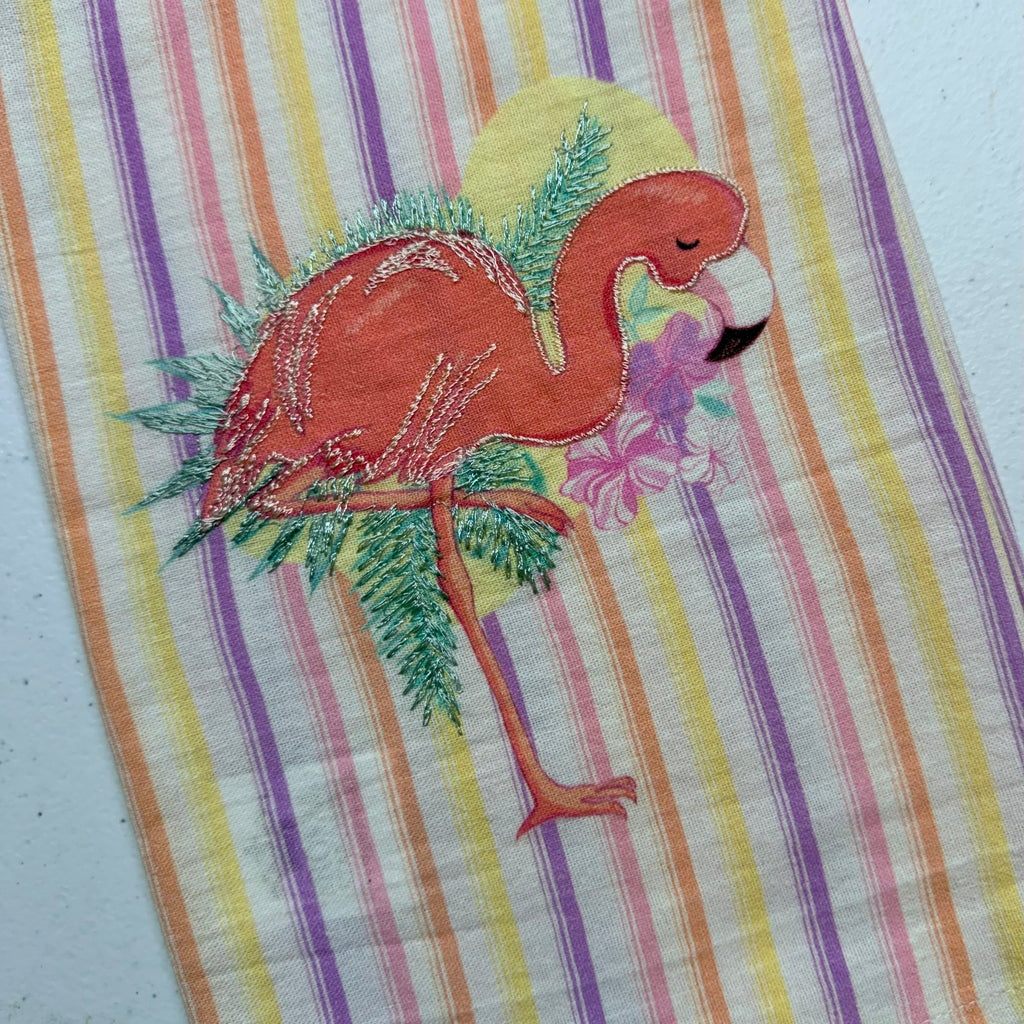 Striped Flamingo Towel $15