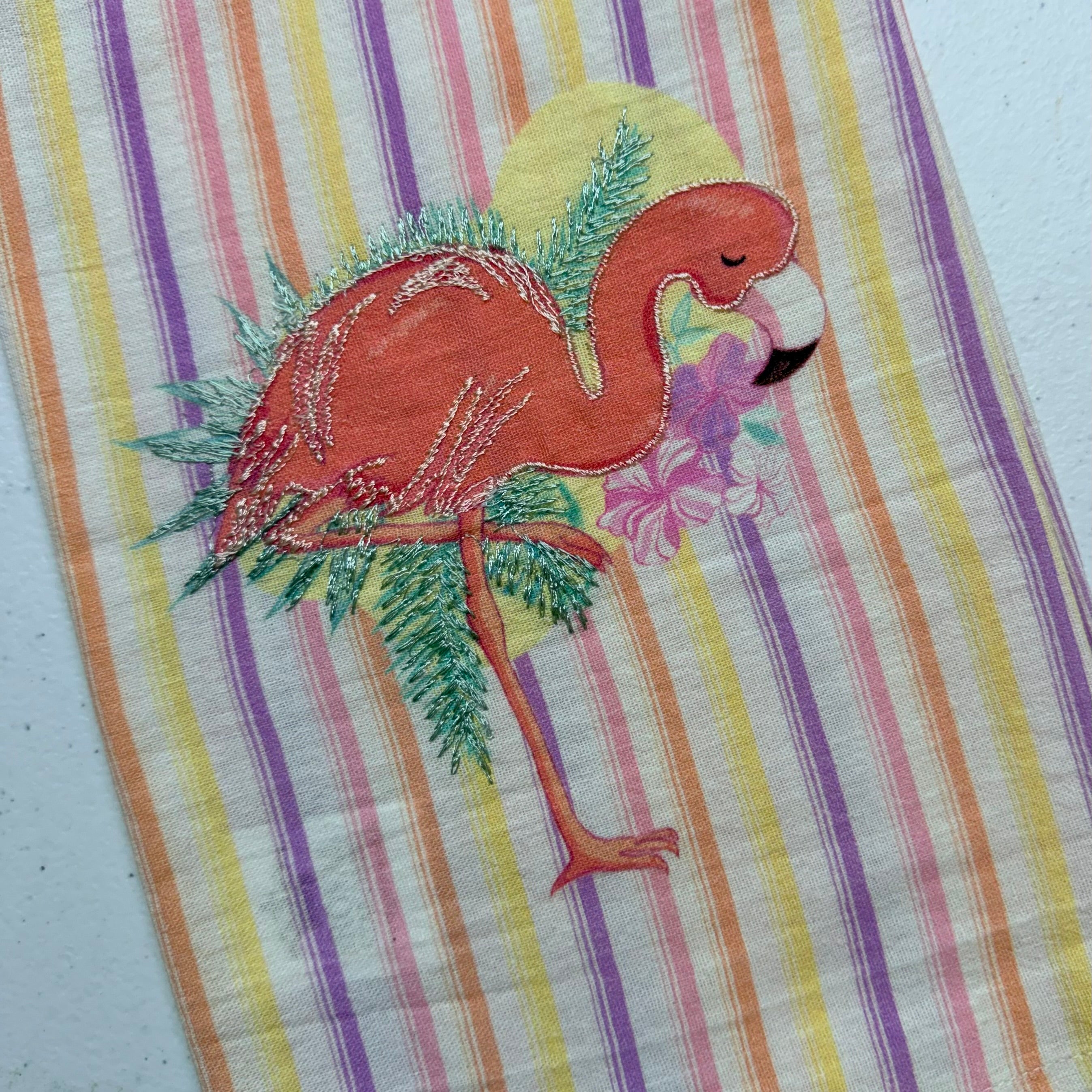 Striped Flamingo Towel $15