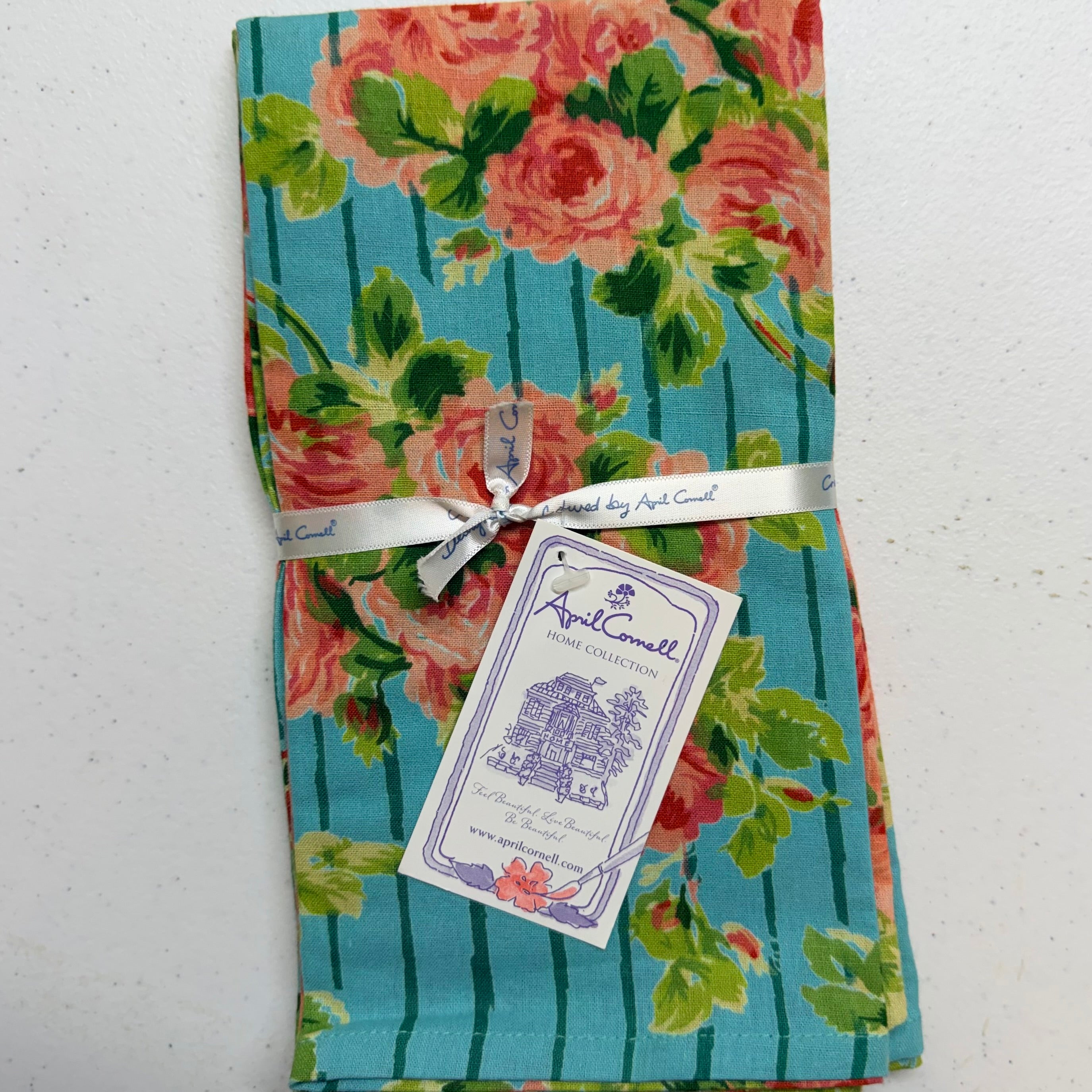 Turquoise Rose Cloth Napkins $29