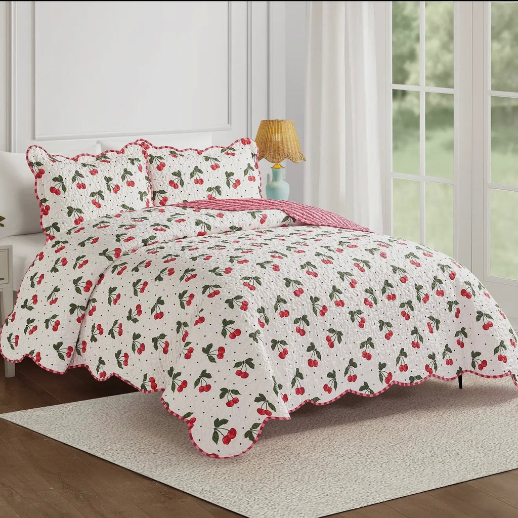 Cherry Full/Queen Quilt Set $100