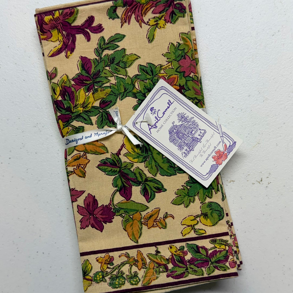 Cream Antique Floral Cloth Napkins $29