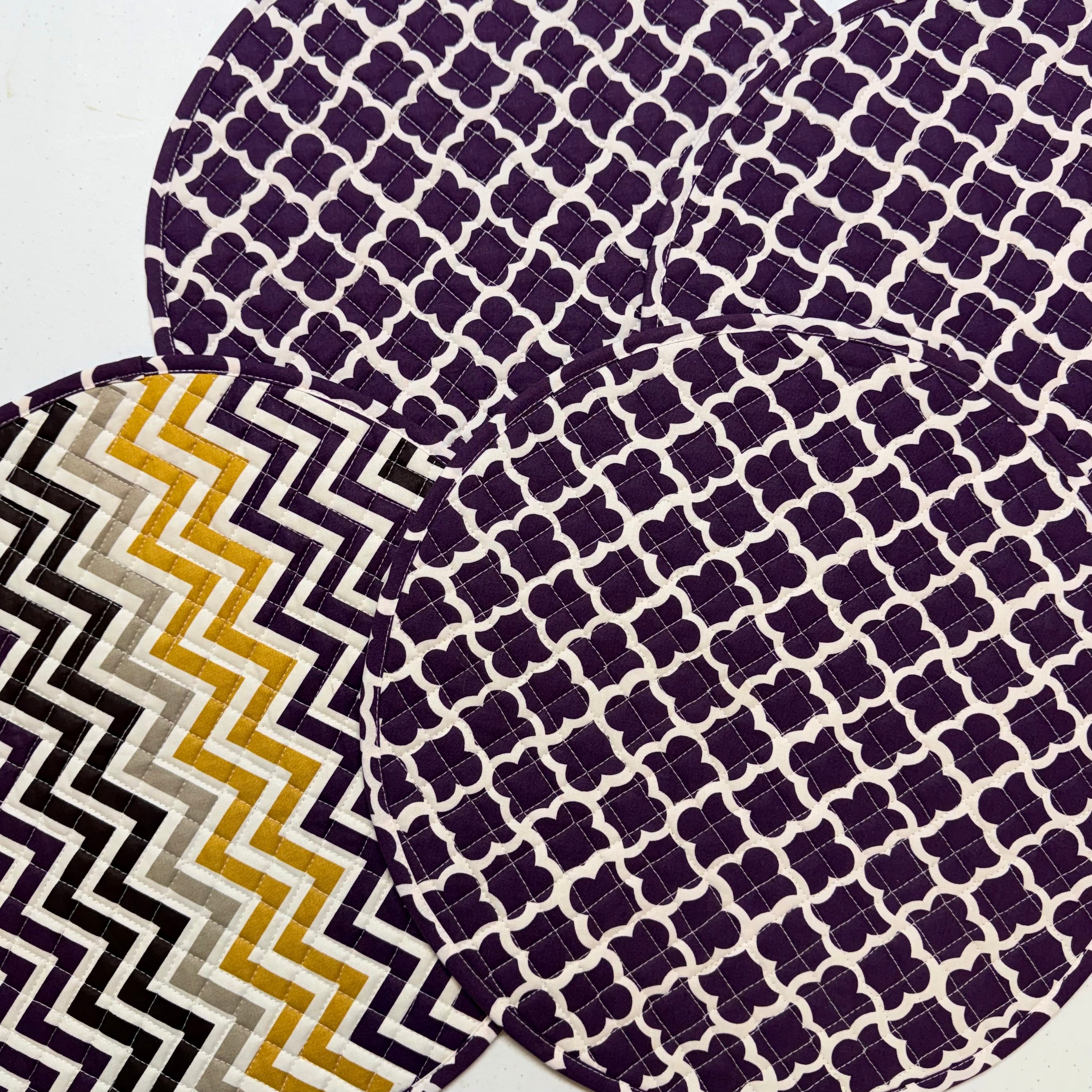 Deep Purple Lattice Quilted Placemats $40
