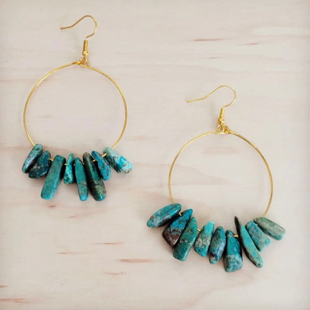 Turquoise Stacked Stone Earrings $20